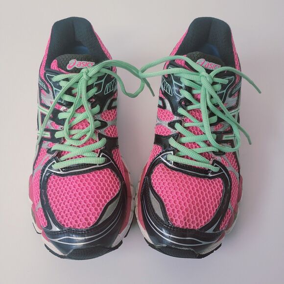 Asics Gel Nimbus 16 Pink Green Running Sneakers T485N Women Size 7,5 - Picture 10 of 16